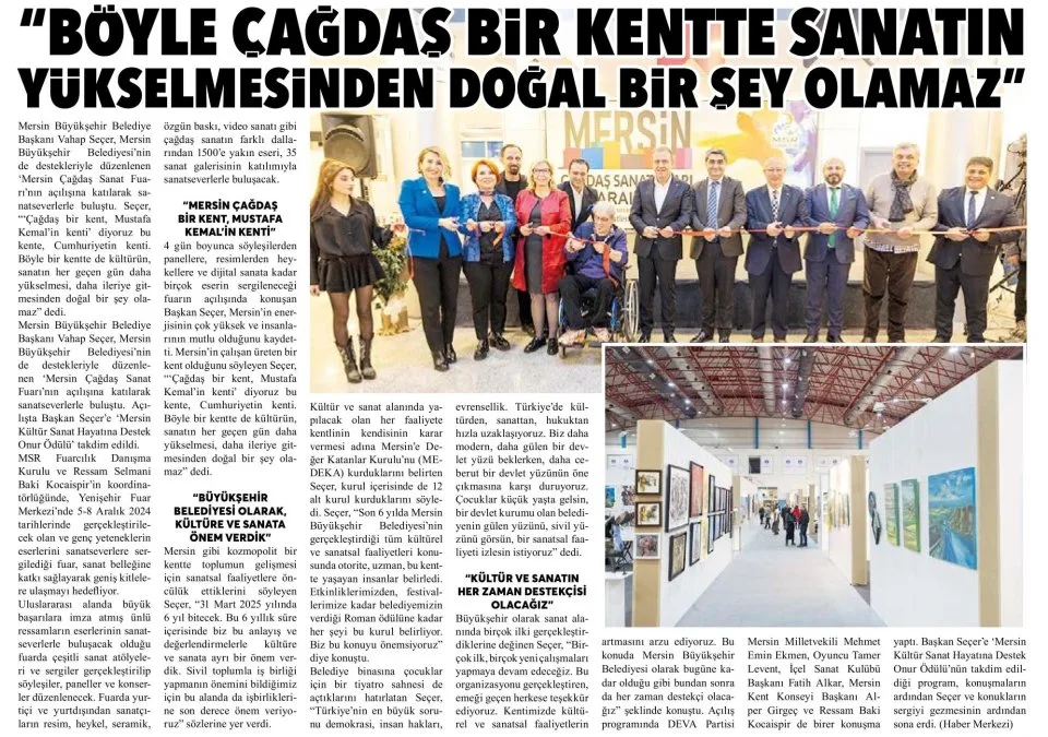 MERSİN ÇAĞDAŞ SANAT FUARI AÇILDI — gazete kupürü