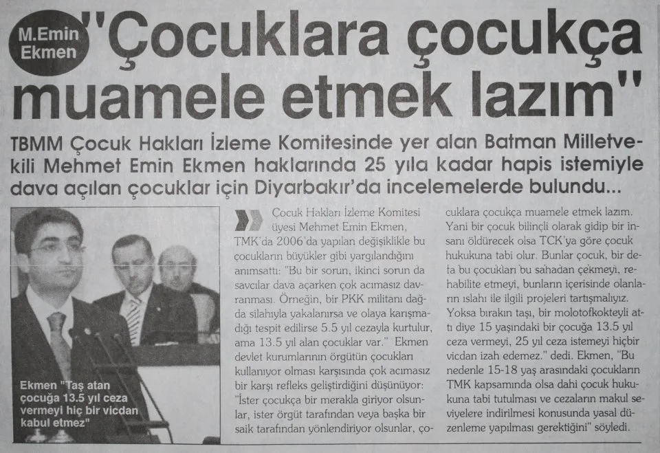 Çocuklara çocukca muamele etmek lazım — gazete kupürü