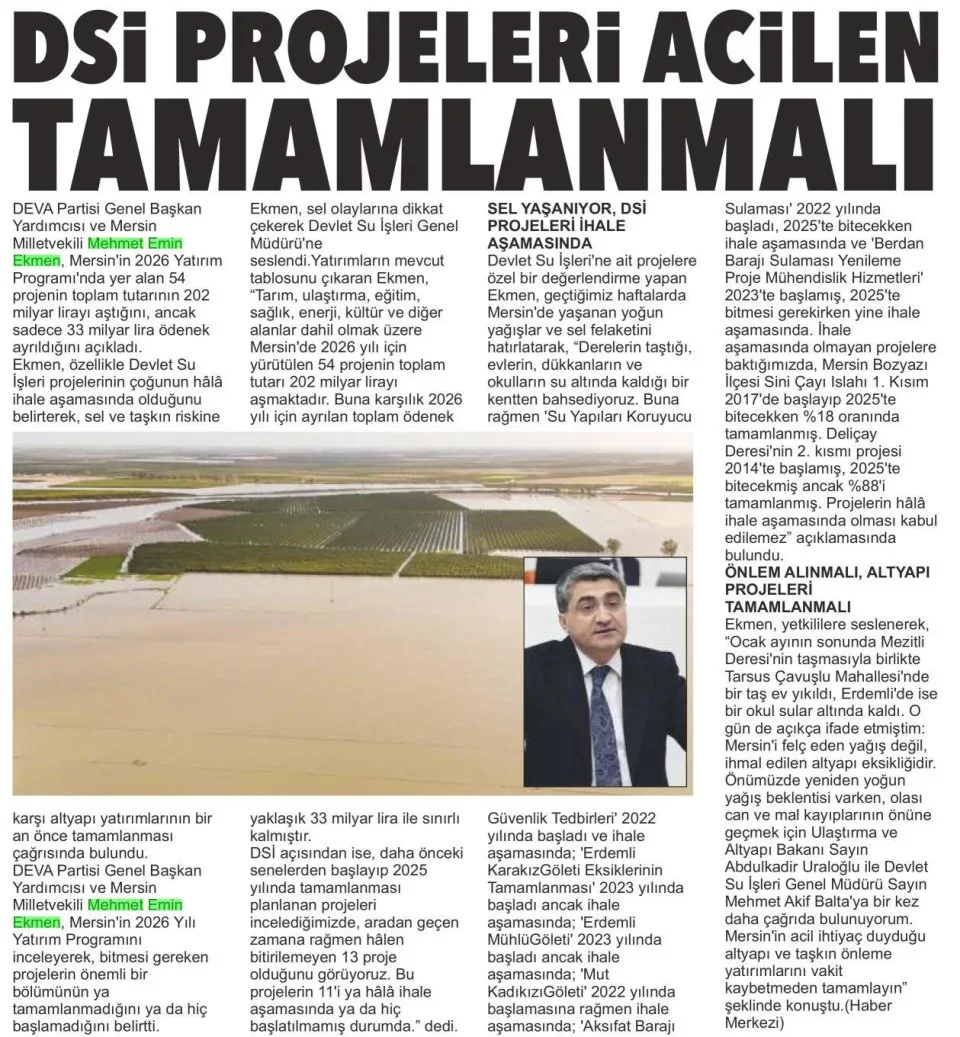 YAĞIŞ DEĞİL İHMAL FELÇ ETTİ — gazete kupürü
