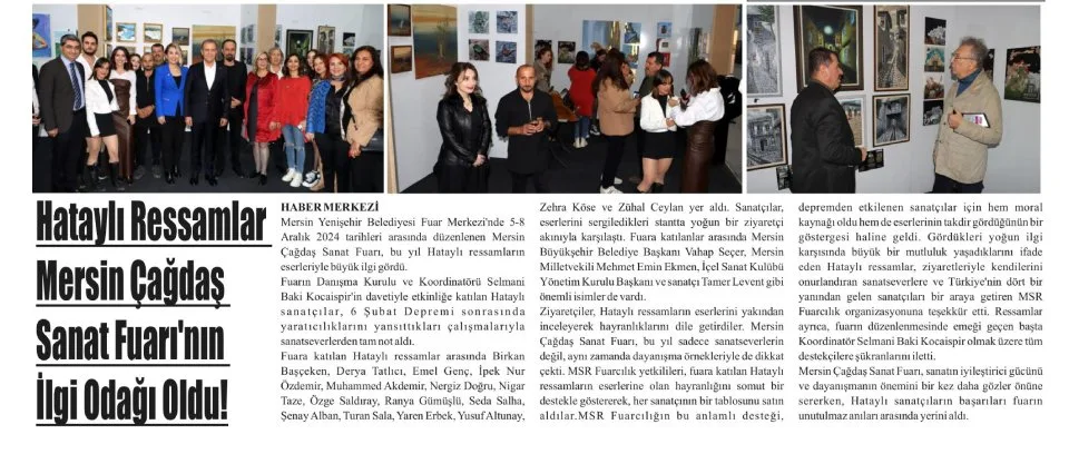 HATAYLI RESSAMLAR MERSİN ÇAĞDAŞ SANAL FUARI'NIN İLGİ ODAĞI OLDU! — gazete kupürü