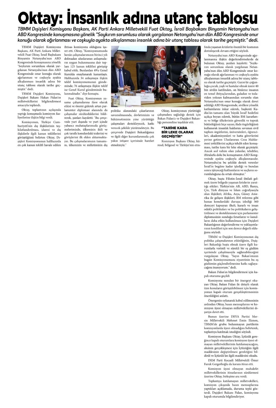OKTAY : İNSANLIK ADINA UTANÇ TABLOSU — gazete kupürü
