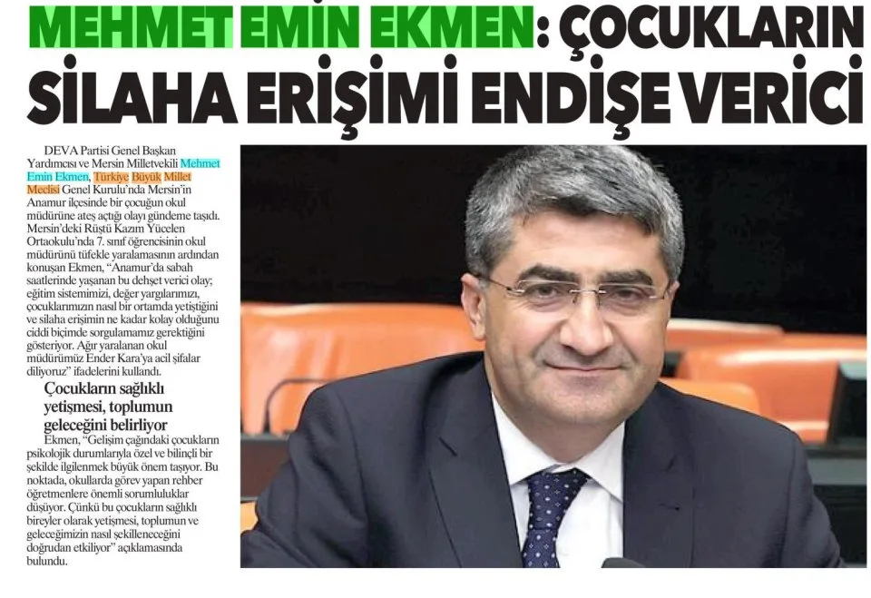 ÇOCUKLARIN SİLAHA ERİŞİMİ ENDİŞE VERİCİ — gazete kupürü