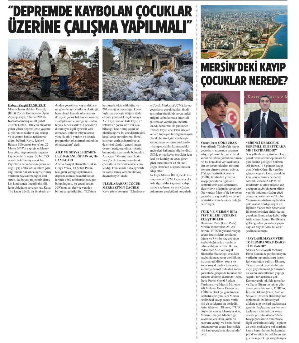 KAYIP ÇOCUKLAR NEREDE ? — gazete kupürü