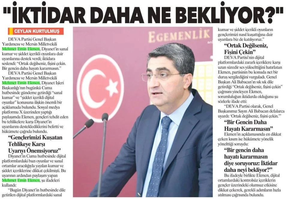 "İKTİDAR DAHA NE BEKLİYOR?'' — gazete kupürü
