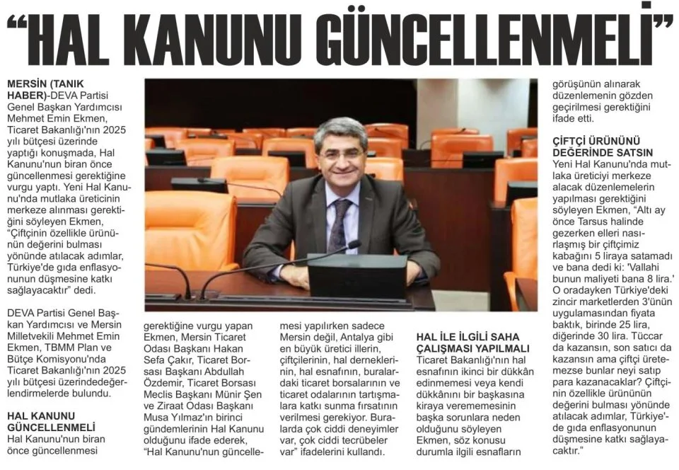 "HAL KANUNU GUNCELLENMELI — gazete kupürü