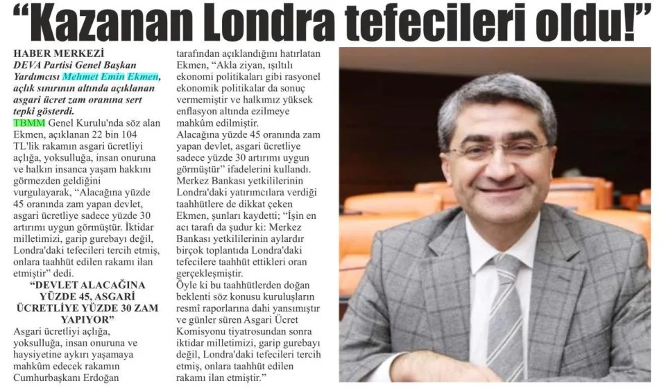 "KAZANAN LONDRA TEFECİLERİ OLDU!" — gazete kupürü