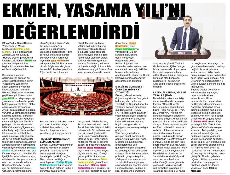 EKMEN AİLESİNİN MUTLU GÜNÜ — gazete kupürü
