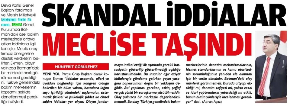 SKANDAL İDDİALAR MECLİSE TAŞINDI — gazete kupürü
