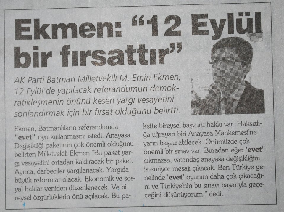 12 Eylül bir fırsattır