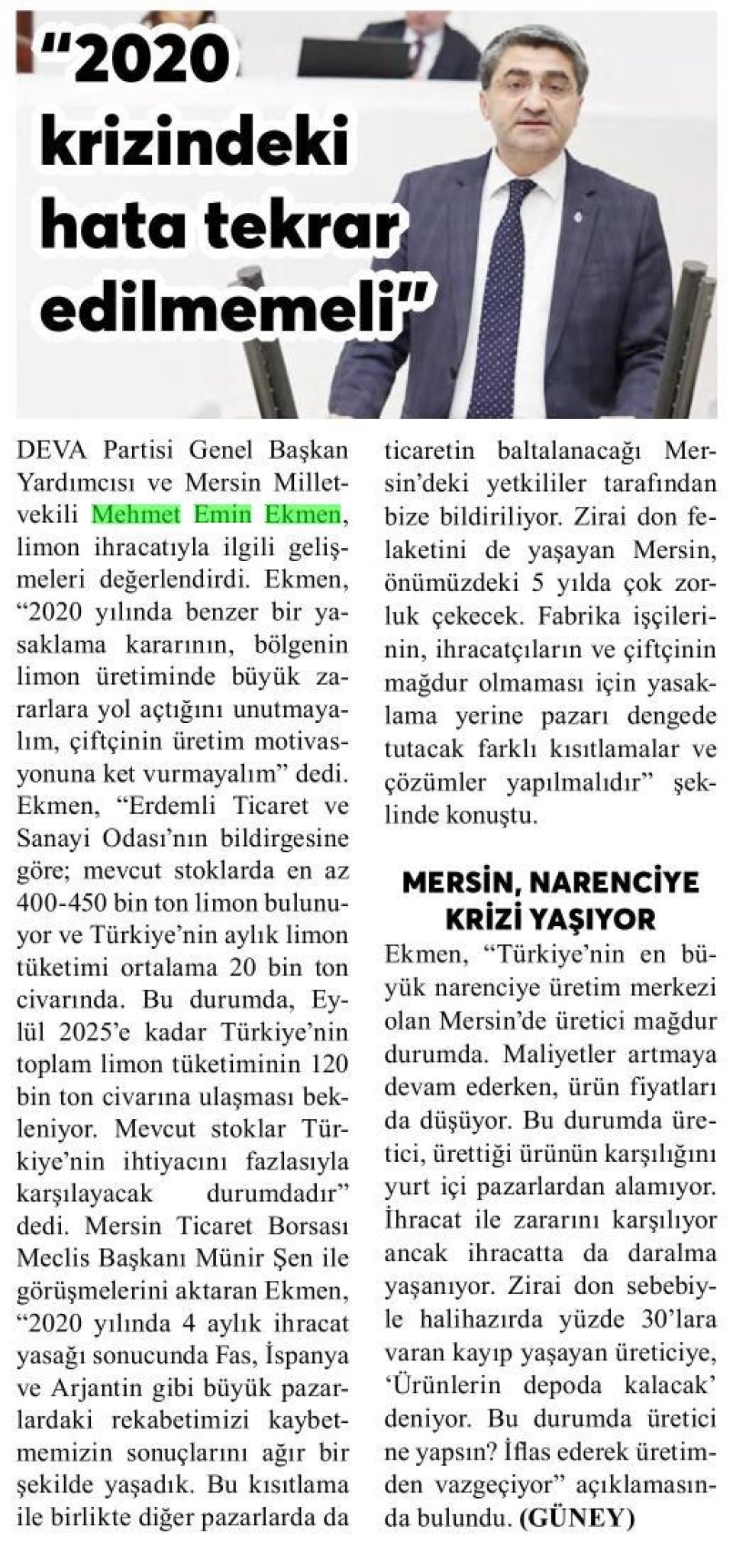 2020 KRİZİNDEKİ HATA TEKRAR EDİLMEMELİ