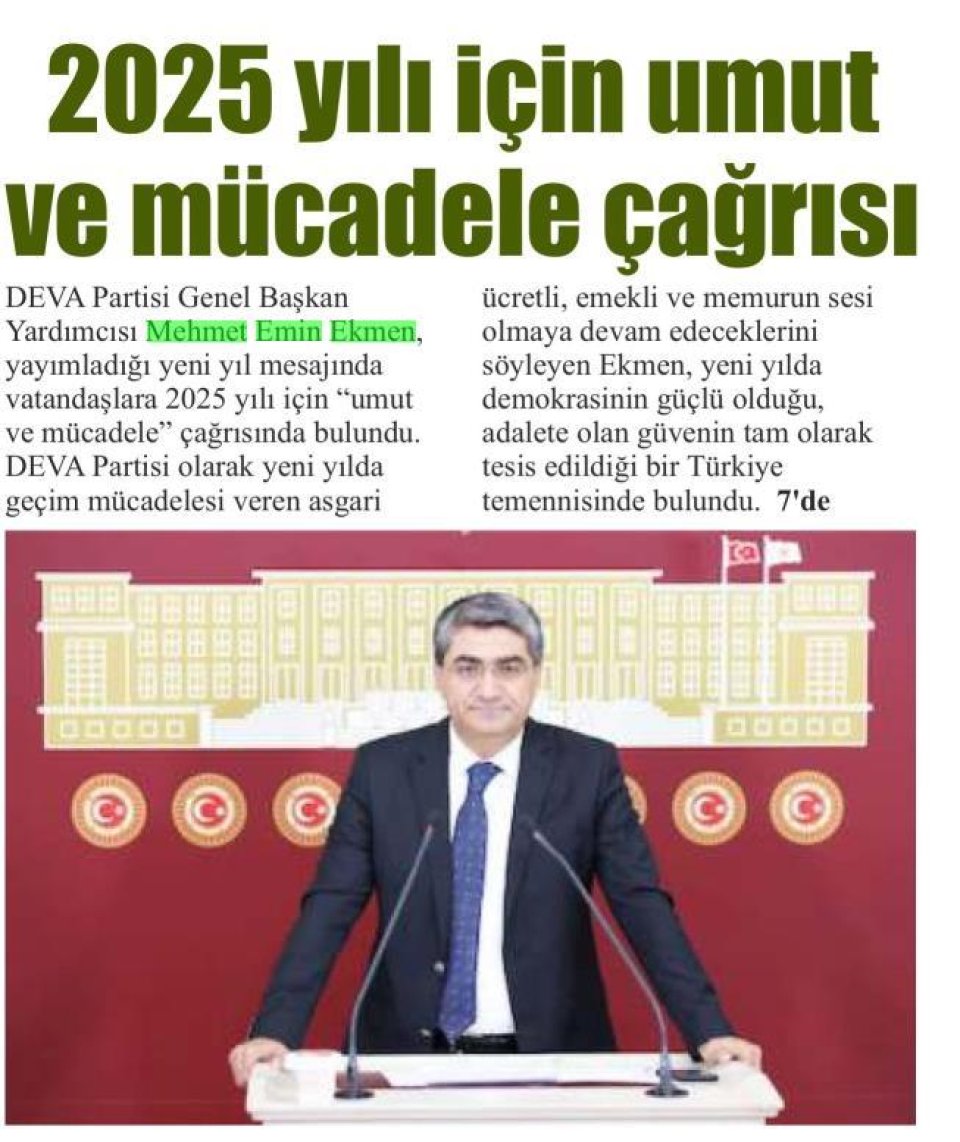 2025 YILI İÇİN UMUT VE MÜCADELE ÇAĞRISI
