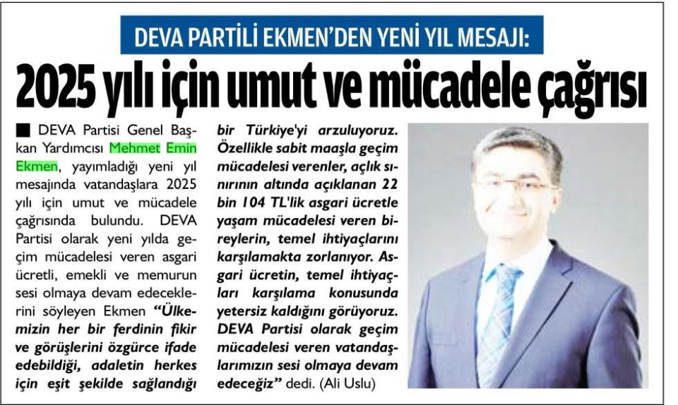 2025 YILI İÇİN UMUT VE MÜCADELE ÇAĞRISI