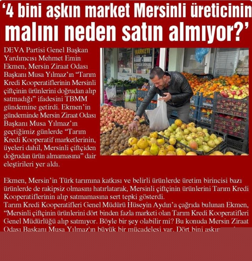 '4 BİNİ AŞKIN MARKET MERSİNLİ ÜRETİCİNİN MALİNİ NEDEN SATIN ALMIYOR