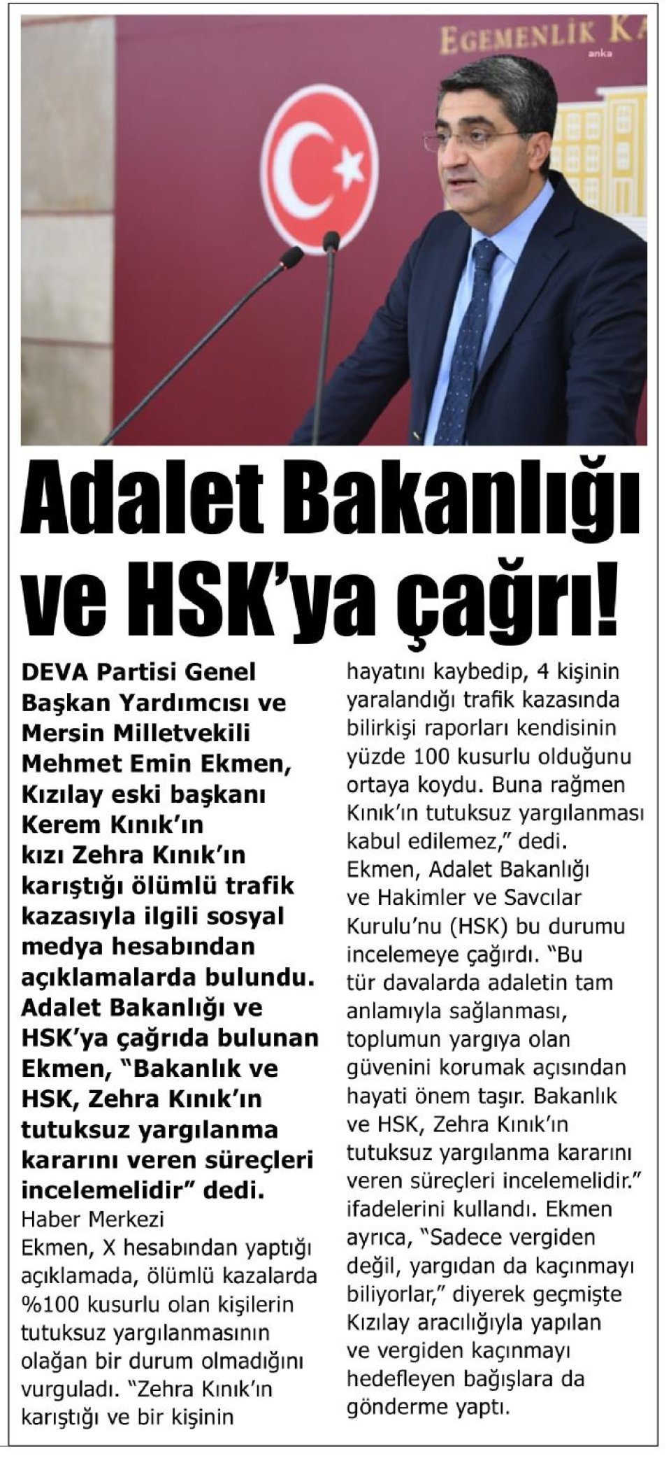 ADALET BAKANLIĞI VE HSK'YA ÇAĞRI!