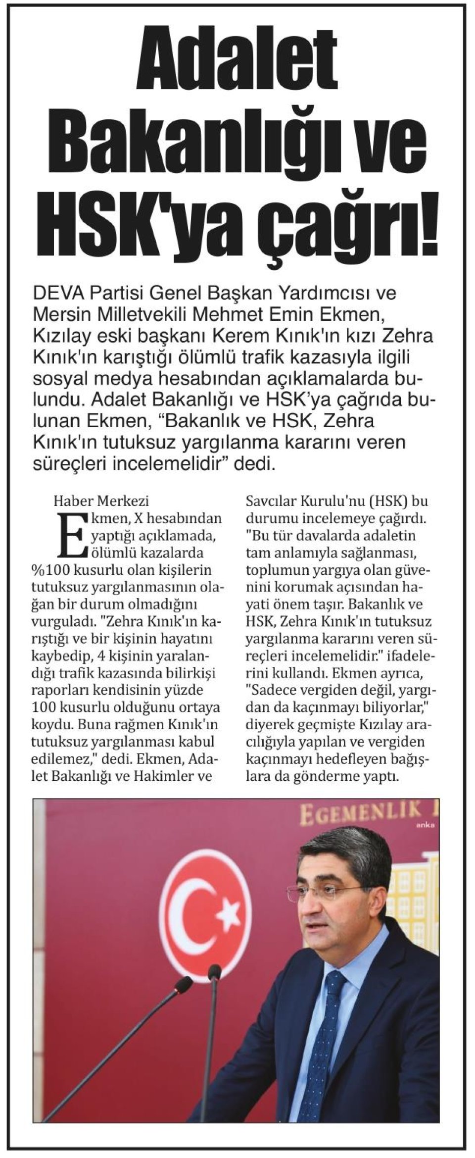 ADALET BAKANLIĞI VE HSK'YA ÇAĞRI!