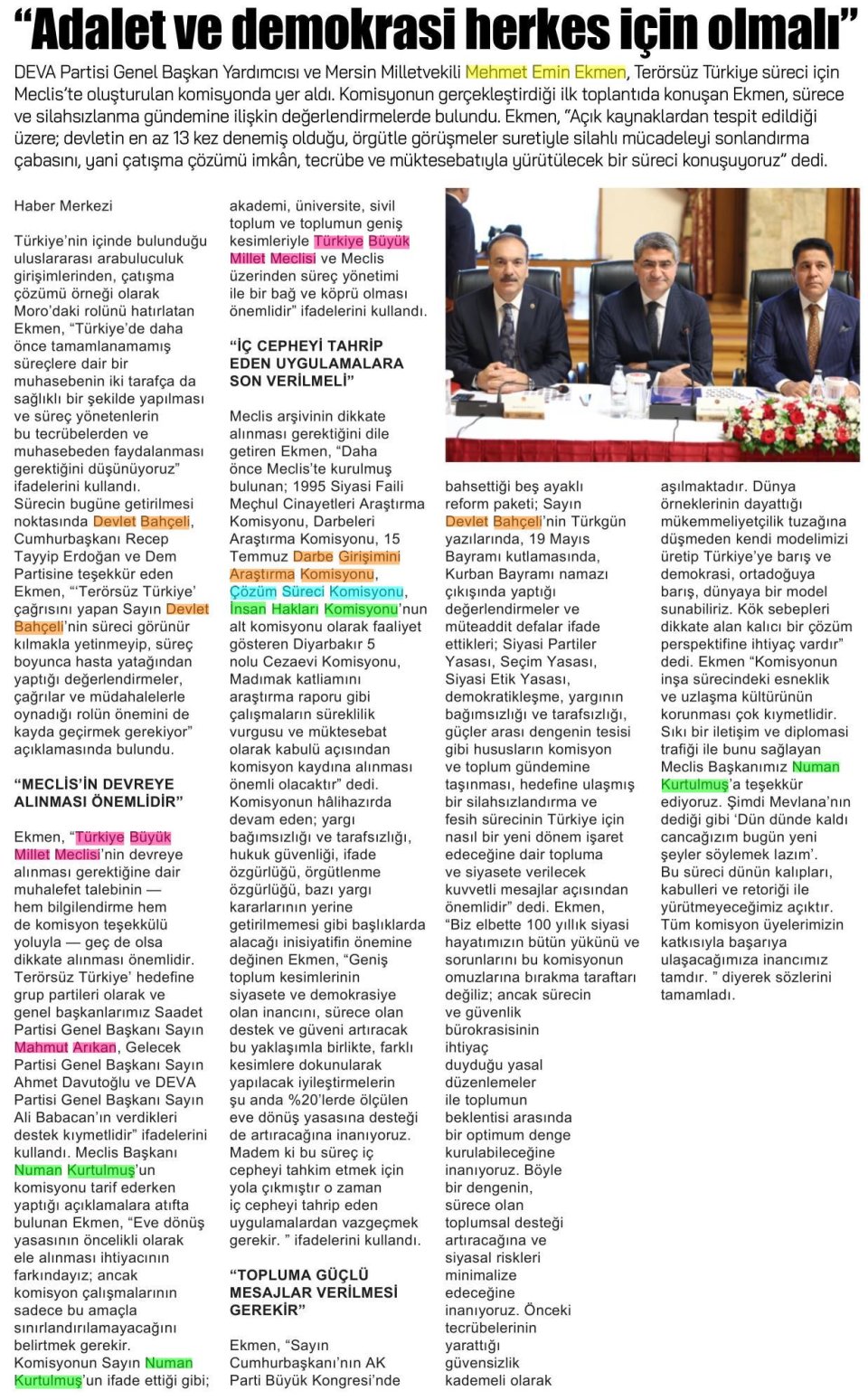  ADALET VE DEMOKRASİ HERKES İÇİN OLMALI