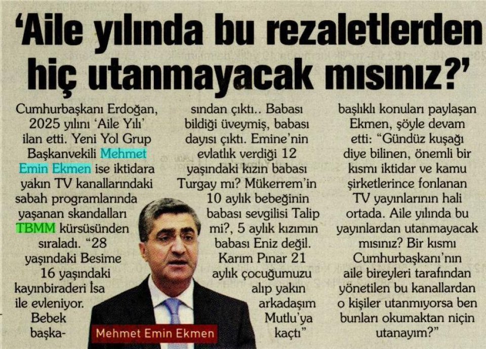  'AİLE YILINDA BU REZALETLERDEN HİÇ UTANMAYACAK MISINIZ