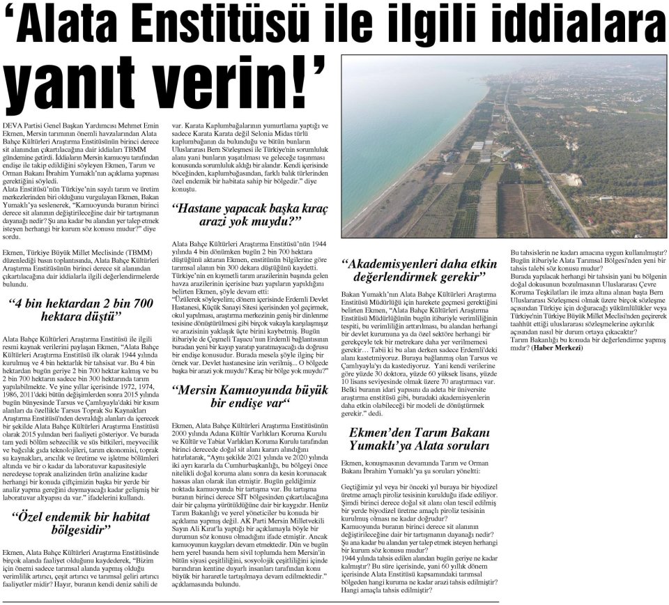 'ALATA ENSTİTÜSÜ İLE İLGİLİ İDDİALARA YANIT VERİN!'