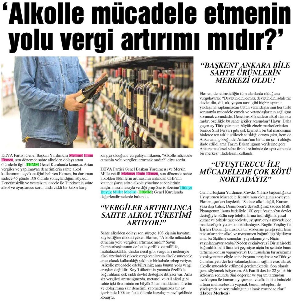 'ALKOLLE MÜCADELE ETMENİN YOLU VERGİ ARTIRIMI MIDIR?'