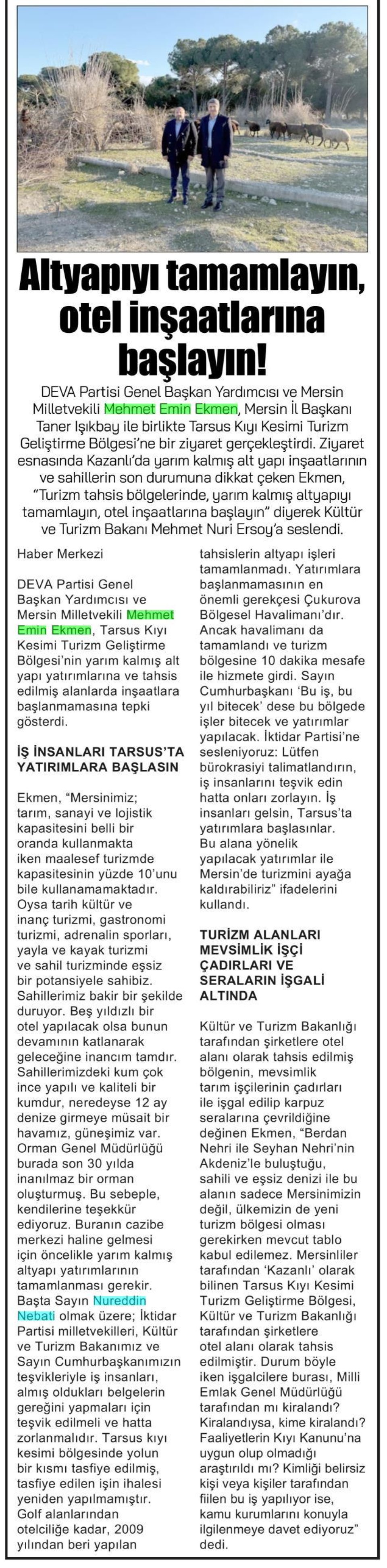ALTYAPIYI TAMAMLAYIN OTEL İNŞAATLARINA BAŞLAYIN
