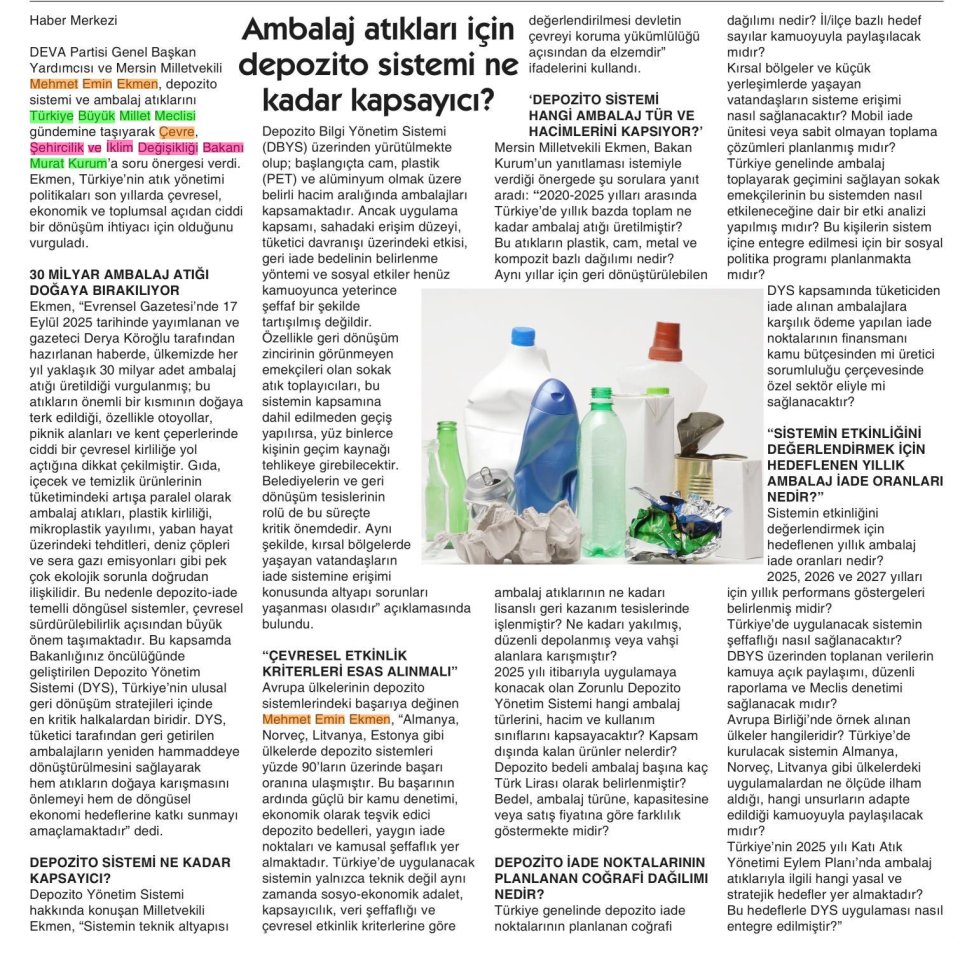 AMBALAJ ATIKLARI İÇİN DEPOZİTO SİSTEMİ NE KADAR KAPSAYICI?