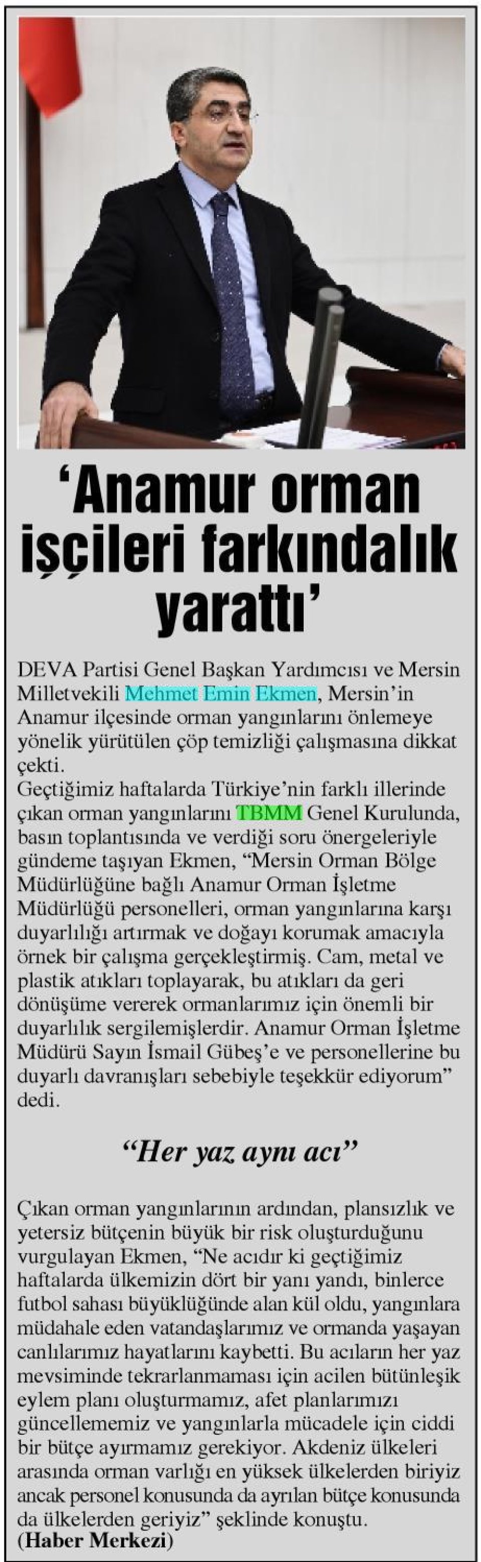 'ANAMUR ORMAN İŞÇİLERİ FARKINDALIK YARATTI'