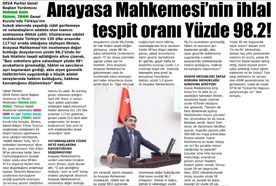 ANAYASA MAHKEMESİ'NİN İHMAL TESPİT ORANI YÜZDE 98.2!