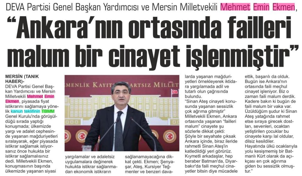 ANKARANIN ORTASINDA FAİLLERİ MALUM BİR CİNAYET İŞLENMİŞTİR