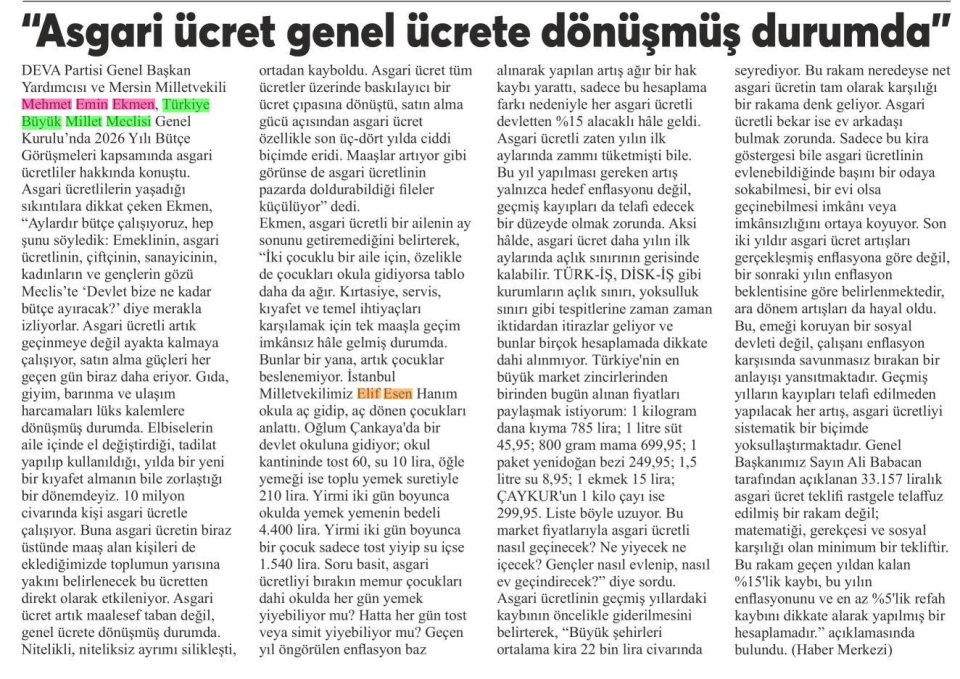 'ASGARİ ÜCRET GENEL ÜCRETE DÖNÜŞMÜŞ DURUMDA