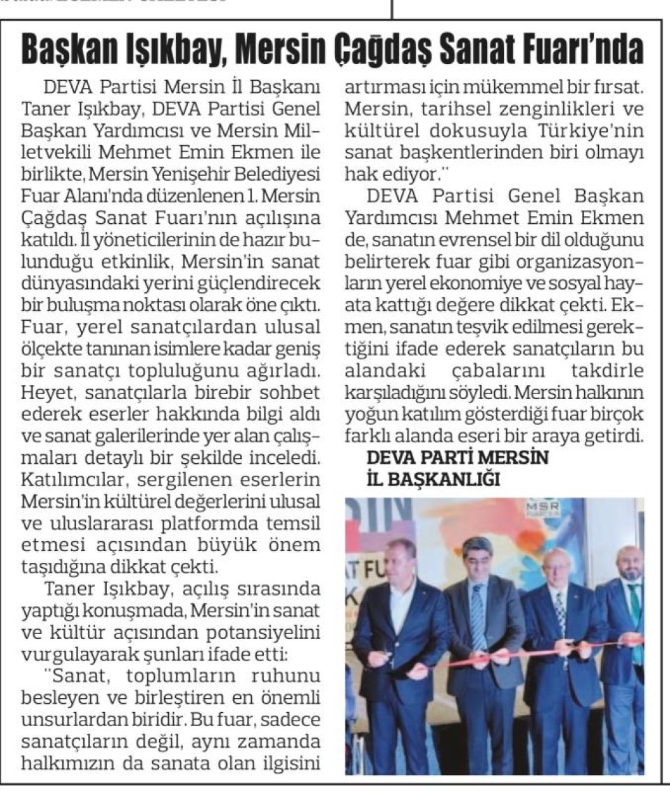 BAŞKAN IŞIKBAY, MERSİN ÇAĞDAŞ SANAT FUARI' NDA