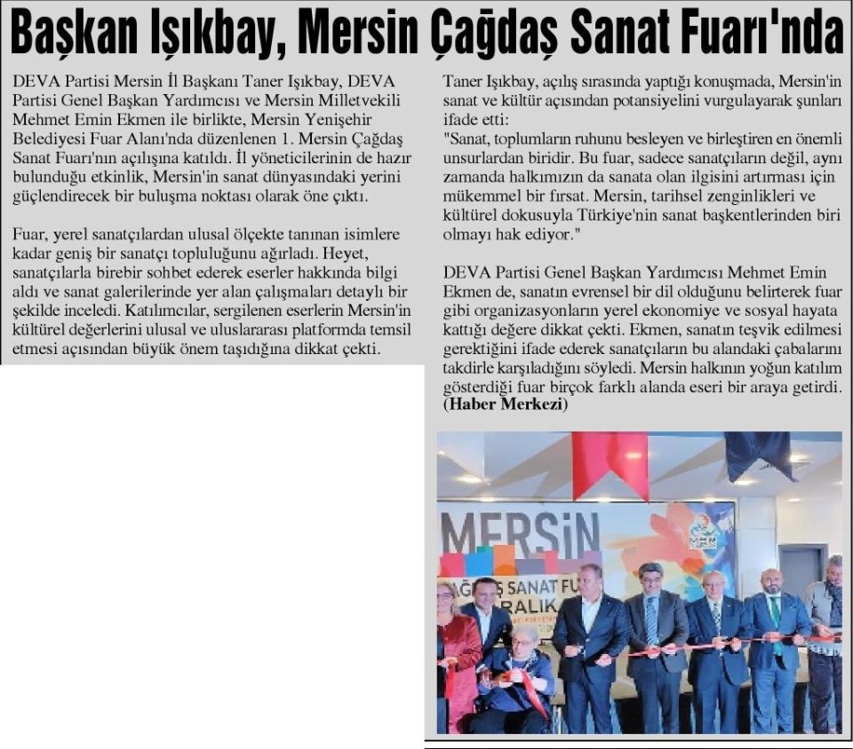 BAŞKAN IŞIKBAY, MERSİN ÇAĞDAŞ SANAT FUARI'NDA