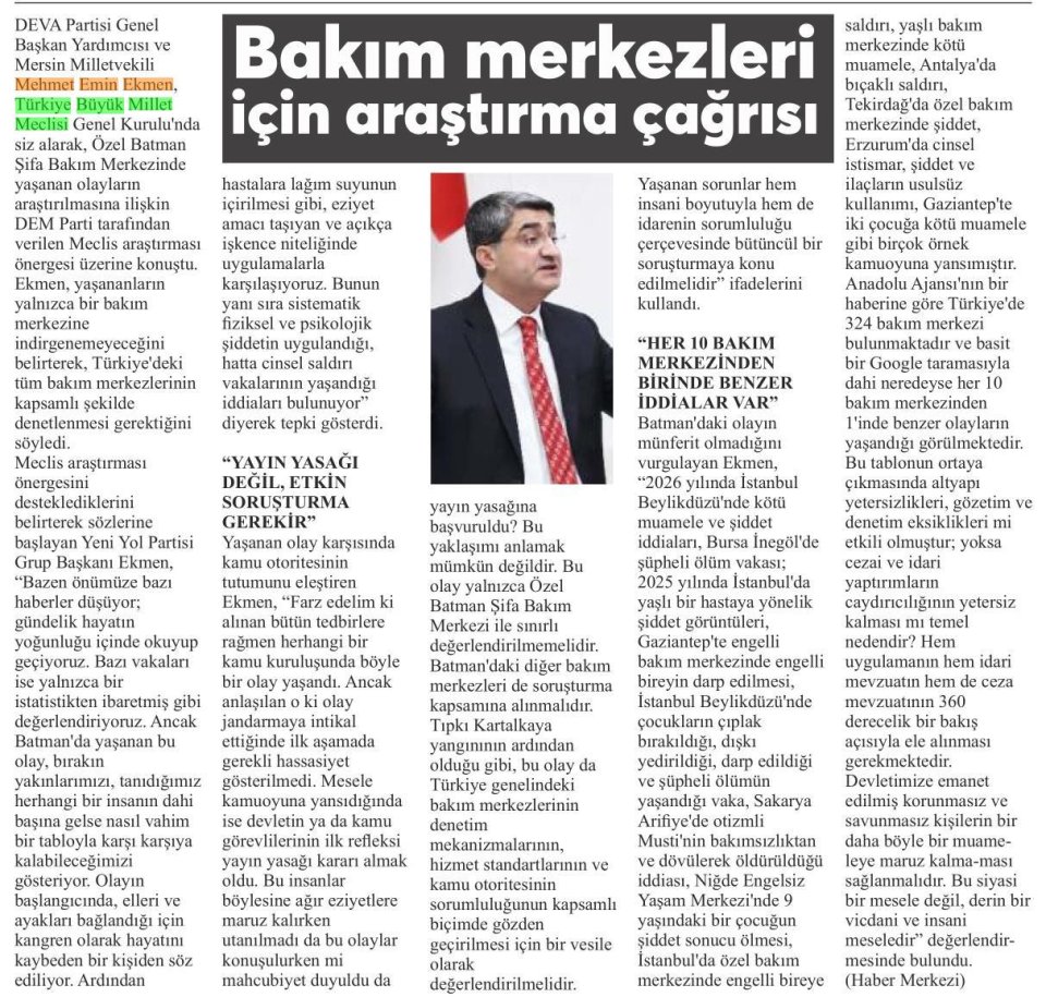 BAKIM MERKEZLERİ İÇİN ARAŞTIRMA ÇAĞRISI
