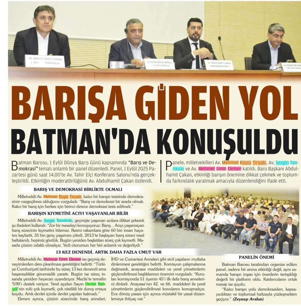 BARIŞA GİDEN YOL BATMAN'DA KONUŞULDU