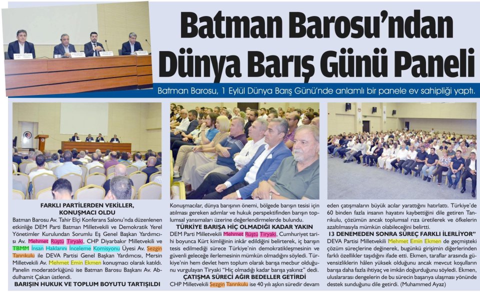 BATMAN BAROSUNDAN DÜNYA BARIŞ GÜNÜ PANELİ
