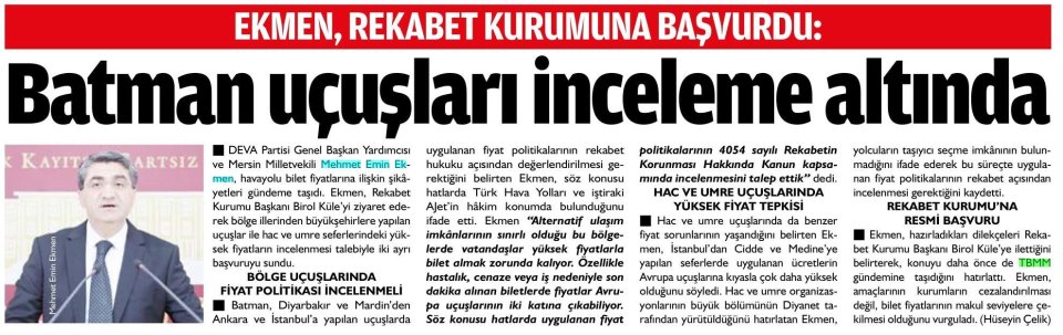 BATMAN UÇUŞLARI İNCELEME ALTINDA