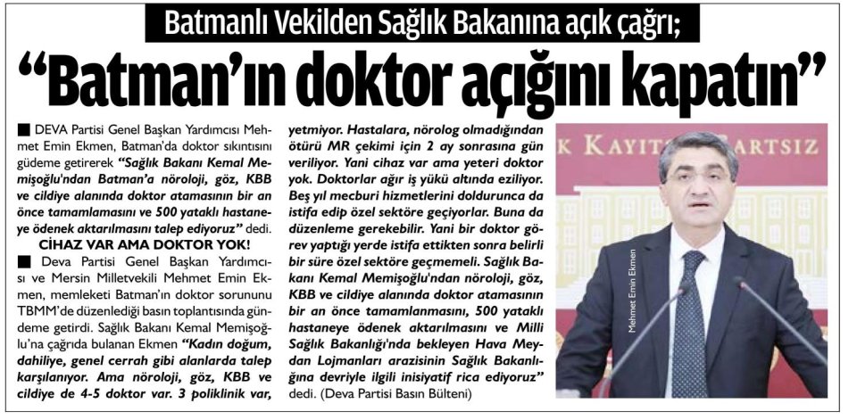 BATMANIN DOKTOR AÇIĞINI KAPATIN