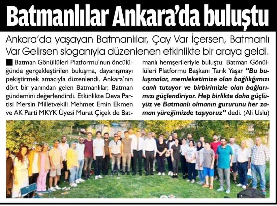 BATMANLILAR ANKARA'DA BULUŞTU