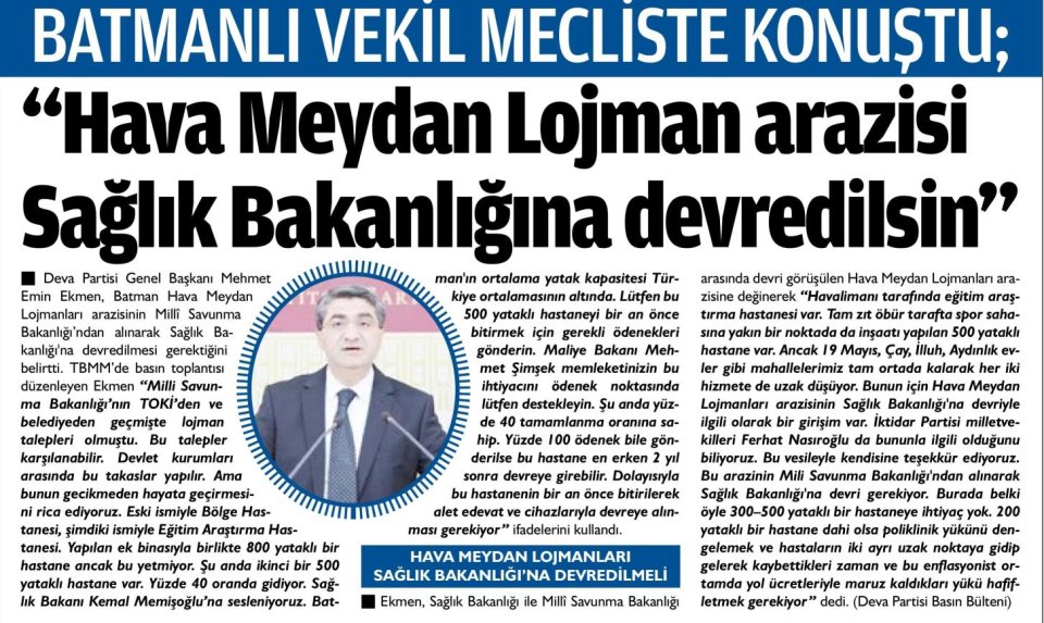 BATMANLL VEKİL MECLİSTE KONUŞTU