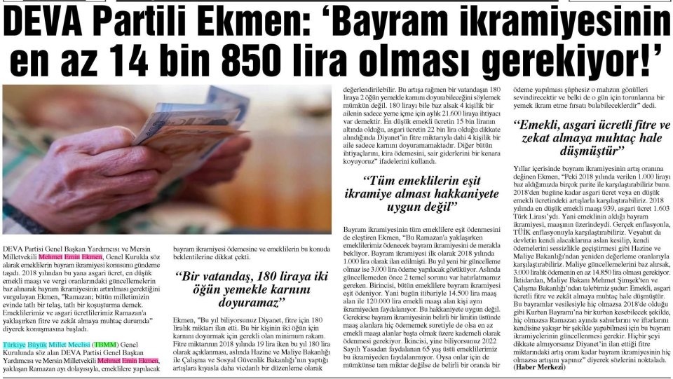 'BAYRAM İKRAMİYESİ EN AZ 14 BİN 850 LİRA OLMALI!'