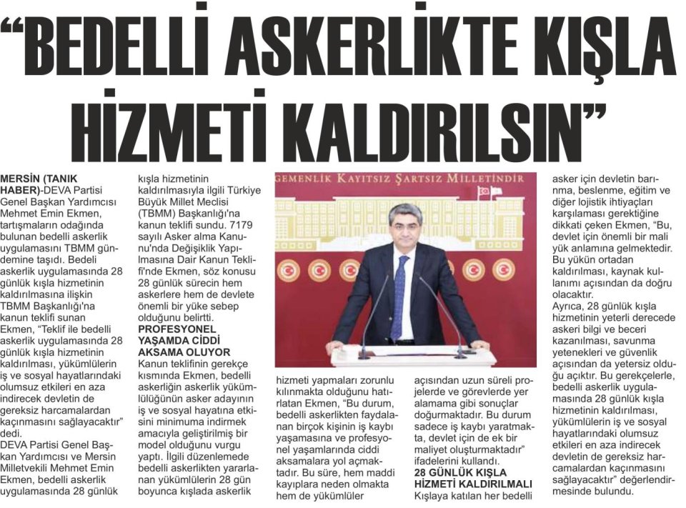 BEDELLİ ASKERLİKTE KIŞLA HİZMETİ KALDIRILSIN