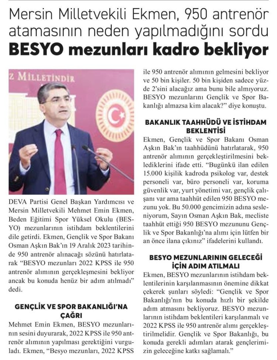 BESYO MEZUNLARI KADRO BEKLİYOR