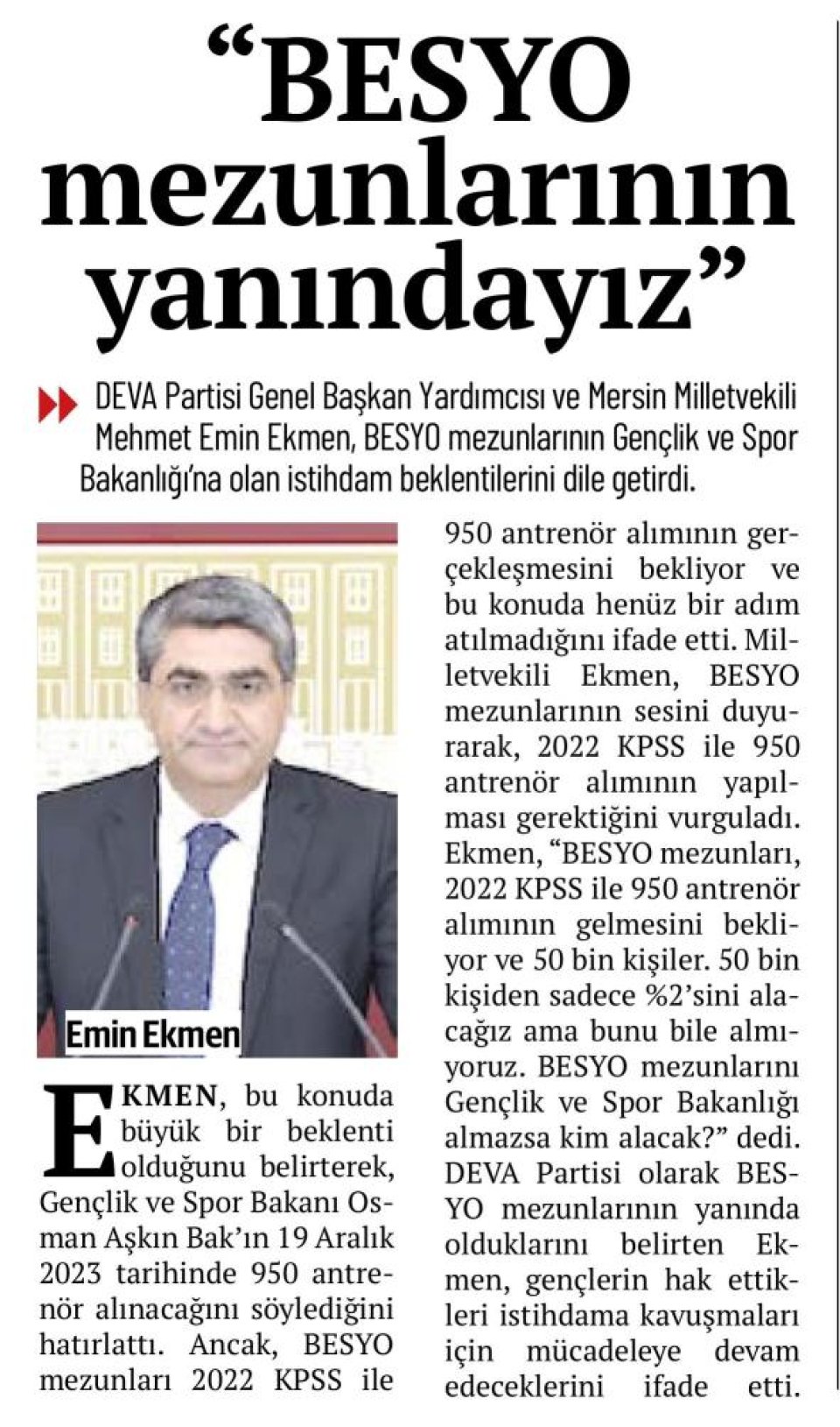 BESYO MEZUNLARININ YANINDAYIZ