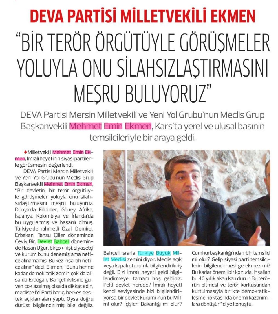 BİR TERÖR ÖRGÜTÜYLE GÖRÜŞMELER YOLUYLA ONU SİLAHSIZLAŞTIRMASINI MEŞRU BULUYORUZ