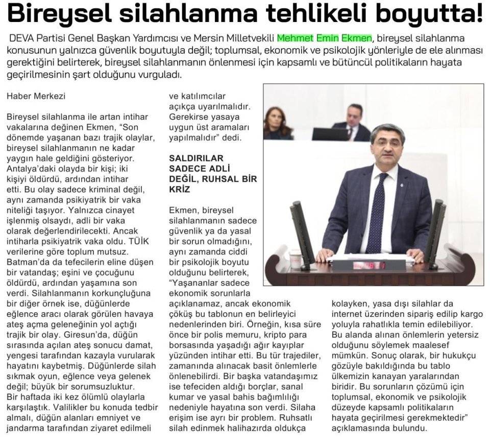 BİREYSEL SİLAHLANMA TEHLİKELİ BOYUTTA!