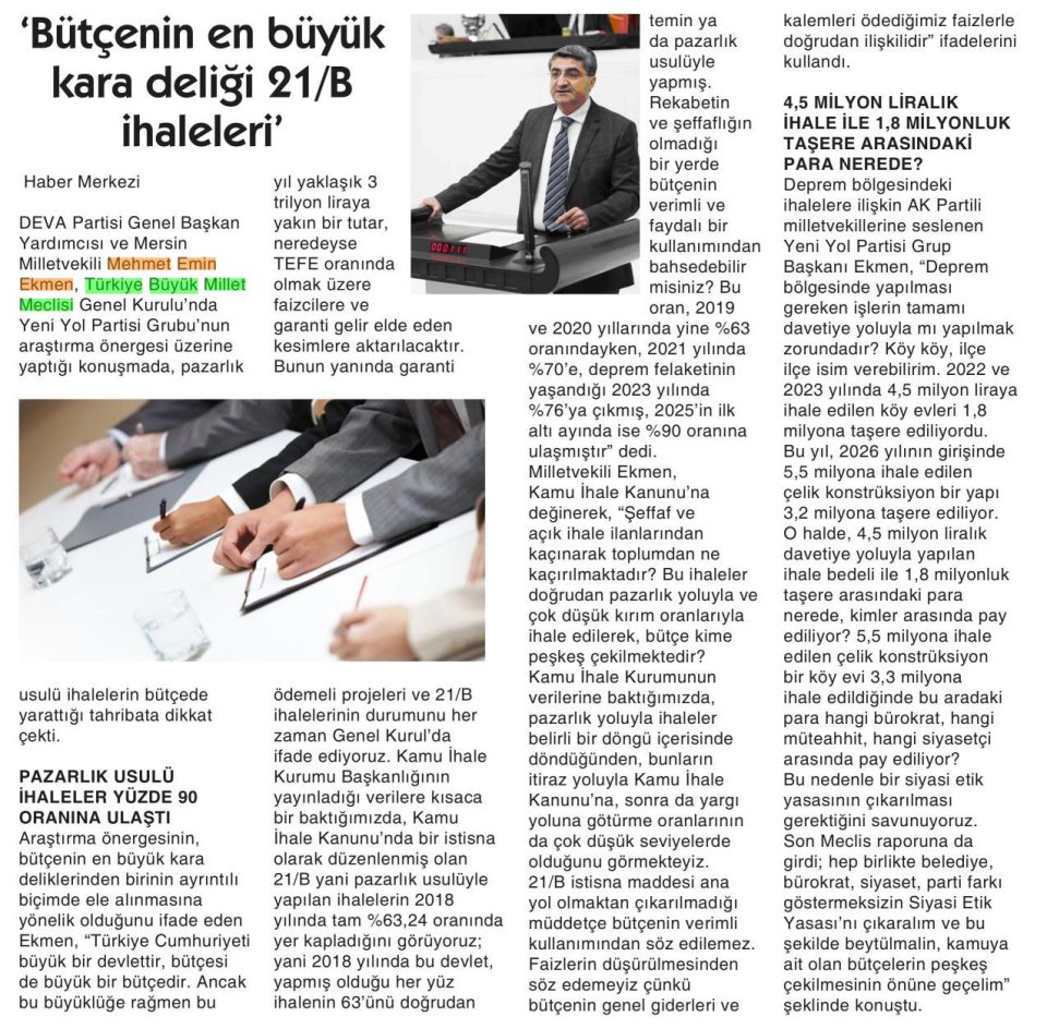 'BÜTÇENİN EN BÜYÜK KARA DELİĞİ 21/B İHALELERİ'
