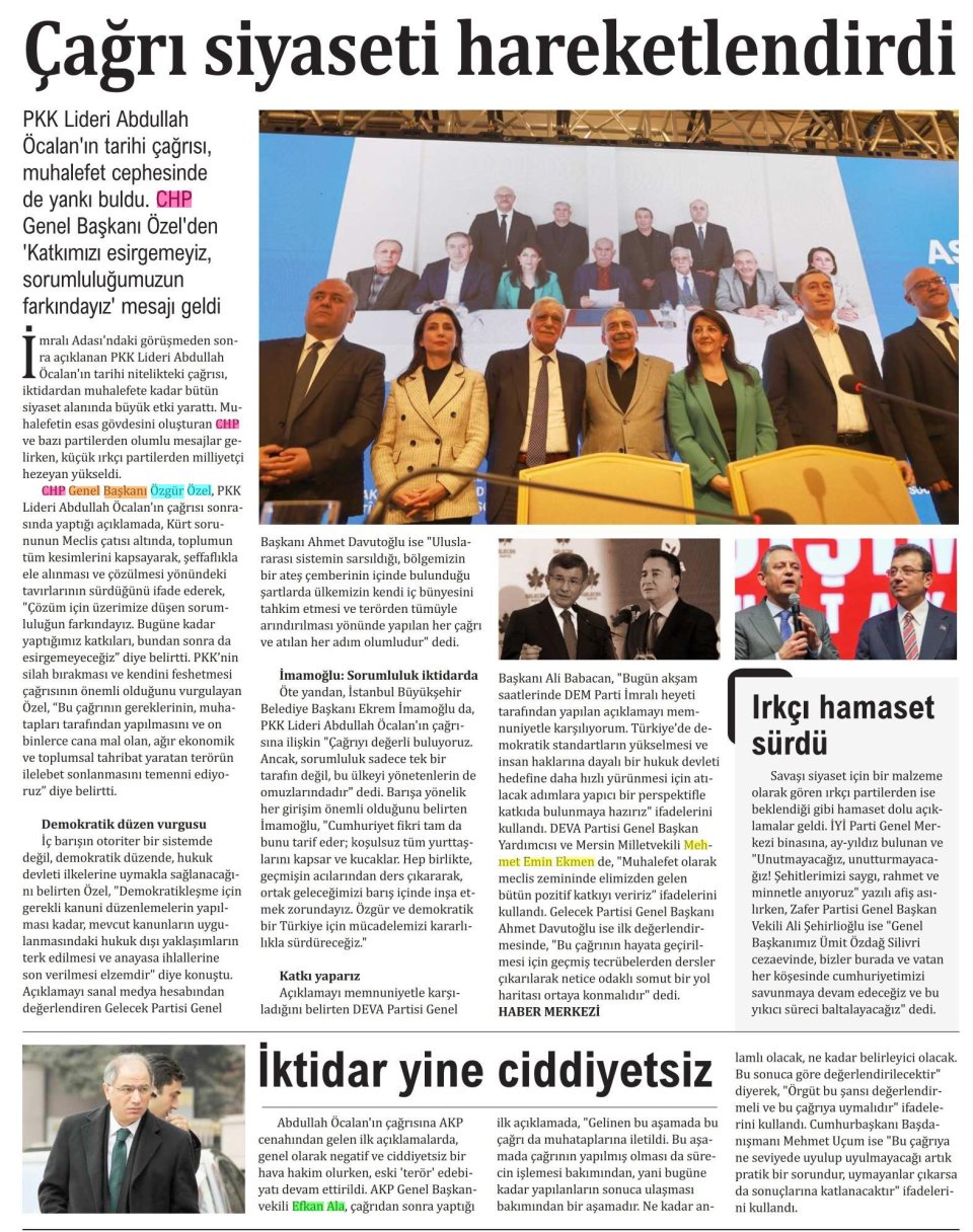  ÇAĞRI SİYASETİ HAREKETLENDİRDİ