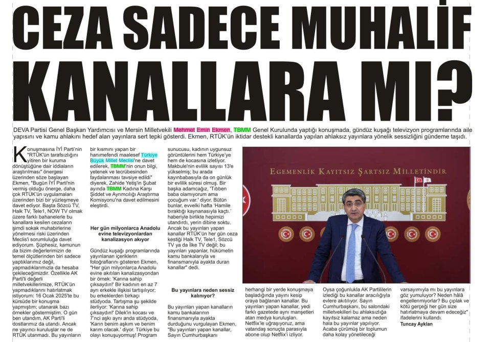 CEZA SADECE MUHALİF KANALLARA MI?