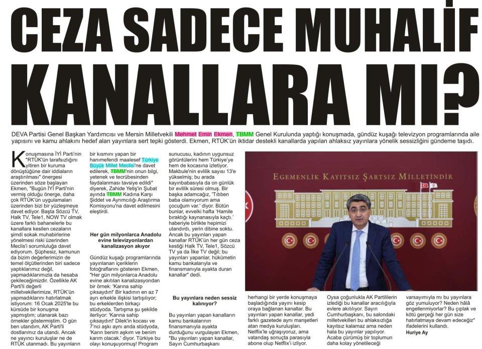 CEZA SADECE MUHALİF KANALLARA MI ?