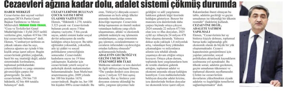 CEZAEVLERİ AĞZINA KADAR DOLU, ADALET SİSTEMİ ÇÖKMÜŞ DURUMDA