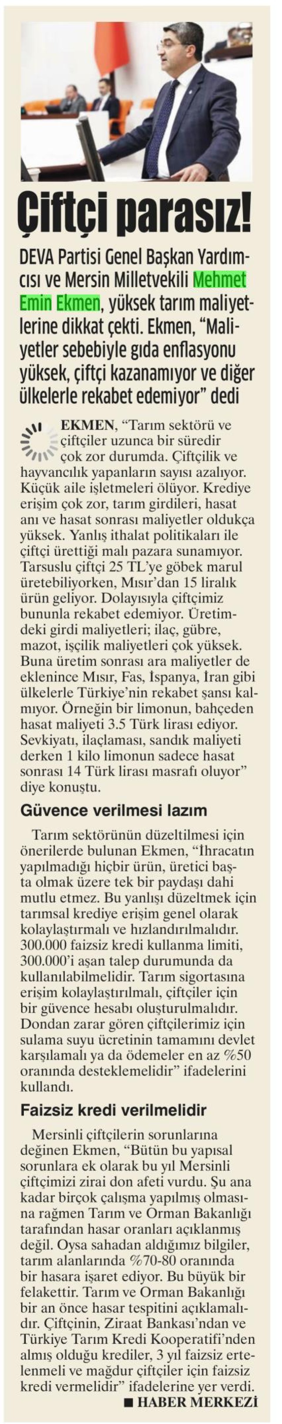 ÇİFTÇİ PARASIZ!
